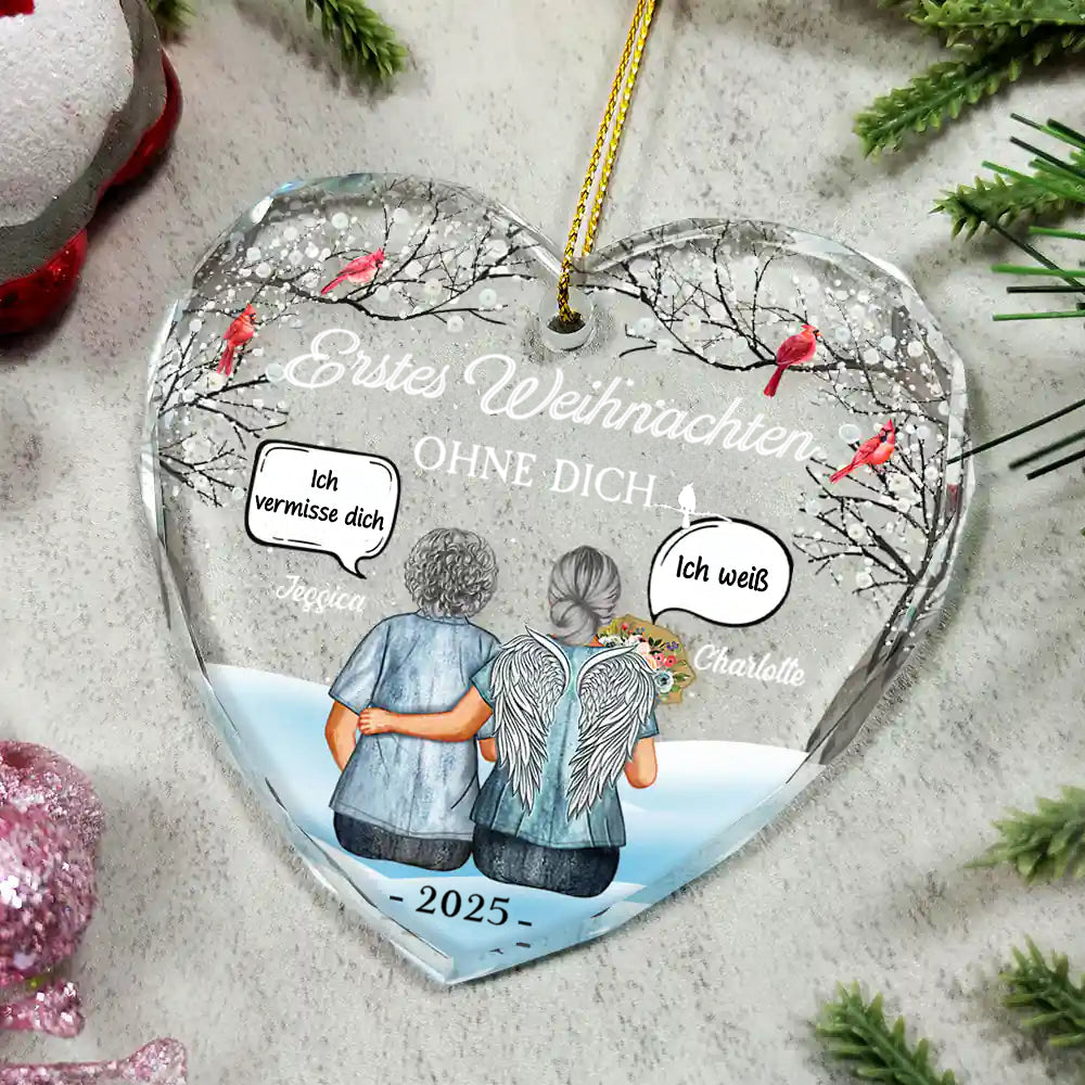 Erstes Weihnachten ohne Dich-Personalisiertes Glasornament Christbaumanhänger Trauergeschenk