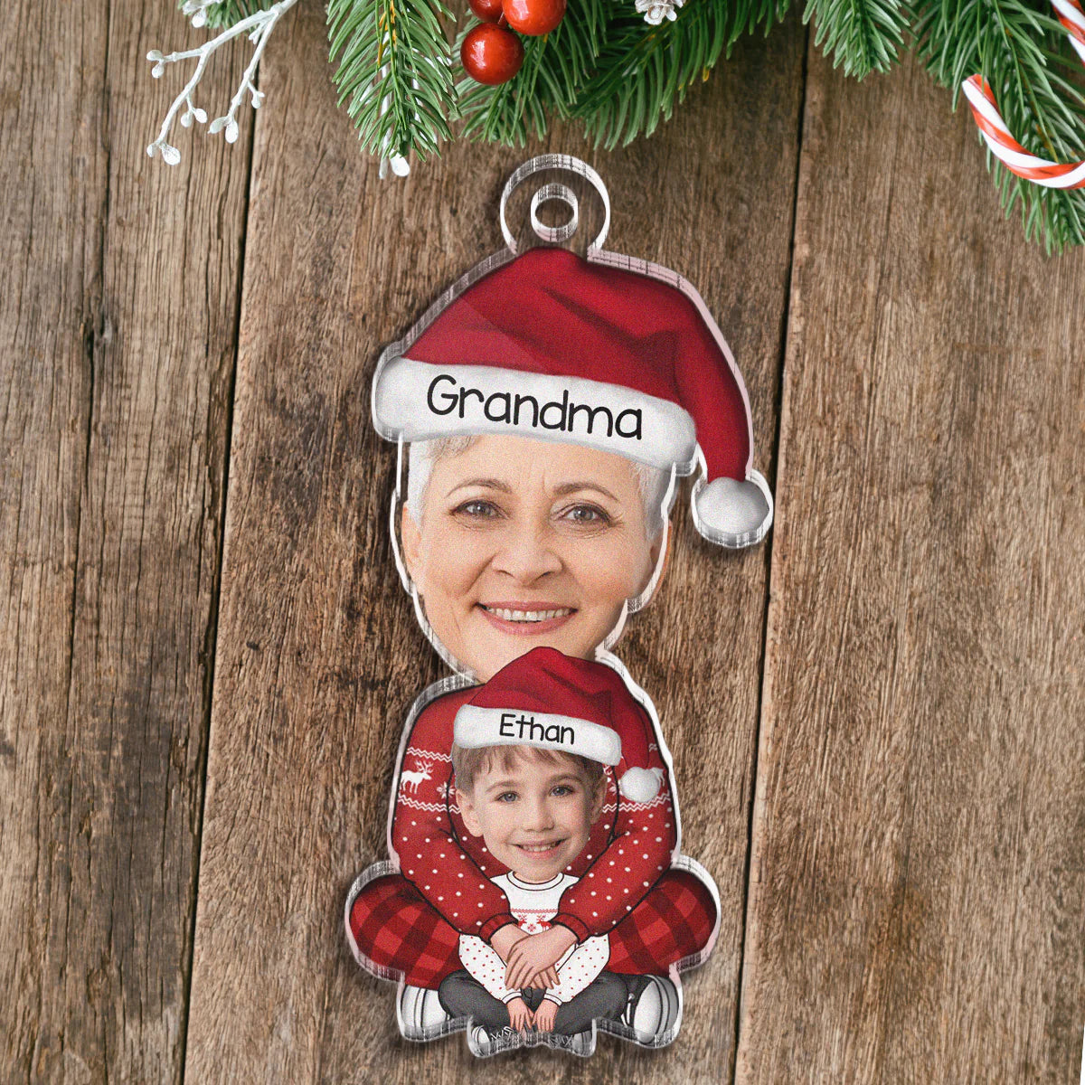 Personalisierter Weihnachtsanhänger mit Foto – Perfektes Geschenk für Oma & Enkel