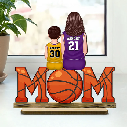 Basketballmama-Personalisierte MOM-Holztafel