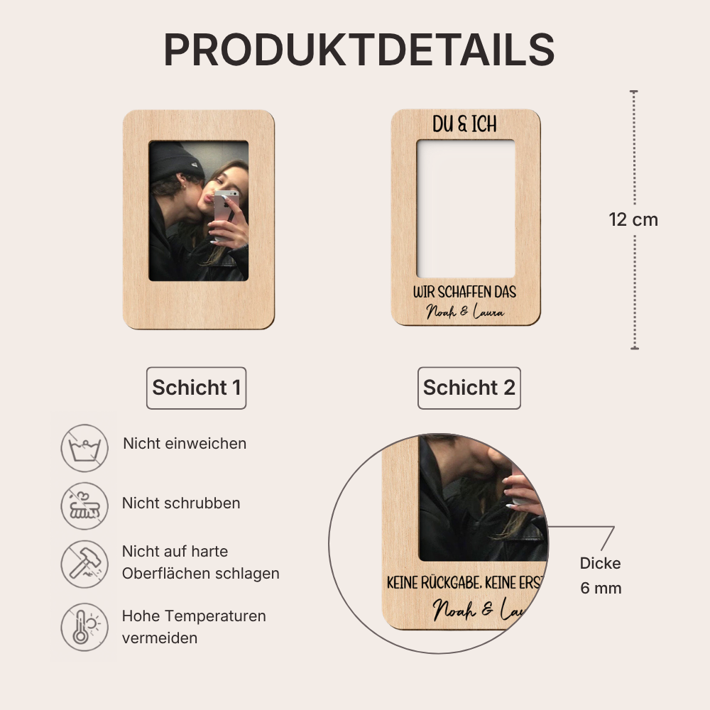 Personalisierter Sonnenblendenclip mit Foto & Spruch – für Paare