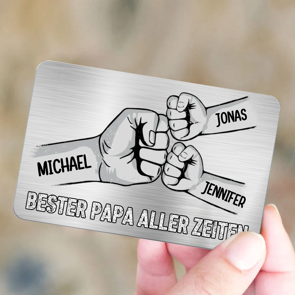 Personalisierte Brieftasche-Karte mit Fausstoß Wallet Card für Papa