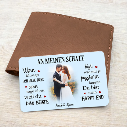 Mein Happy End - Personalisierte Brieftasche-Karte mit Foto und Text Geschenk für Paar