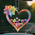 Bunte Herzen-Personalisierter Autoanhänger aus Acryl für Oma und Mama