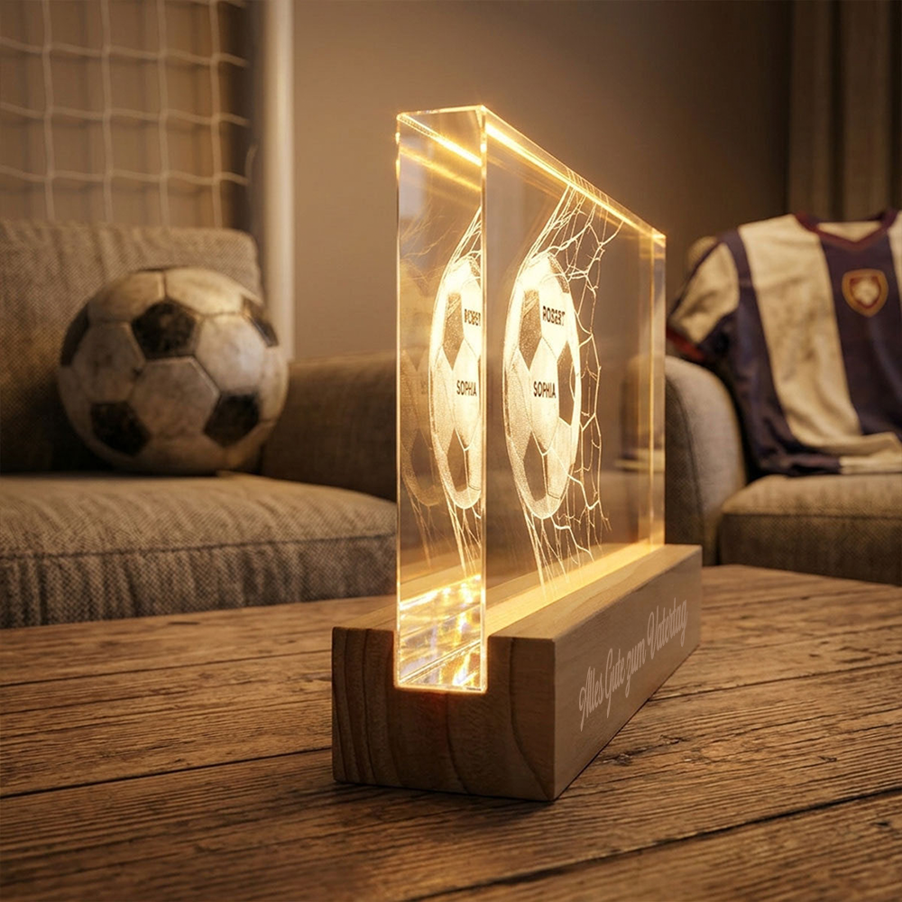Volltreffer- Personalisiertes Nachtlicht mit Fußball Geschenk für Vater