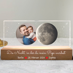Personalisiertes LED-Nachtlicht mit Mondphase und Foto Geschenk für Papa und Mama