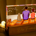 Personalisierte LED-Nachtlicht mit Familien, Katze und Hund Geschenk für Papa, Mama, Opa und Oma