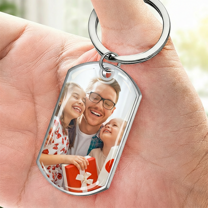 PAPA Foto-Edelstahl-Schlüsselanhänger mit Expoxidharz