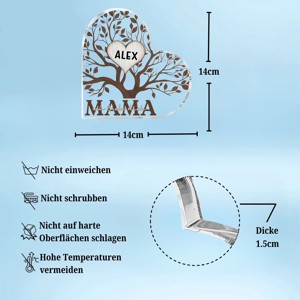 Baum-Standherz mit Namen für Oma und Mama