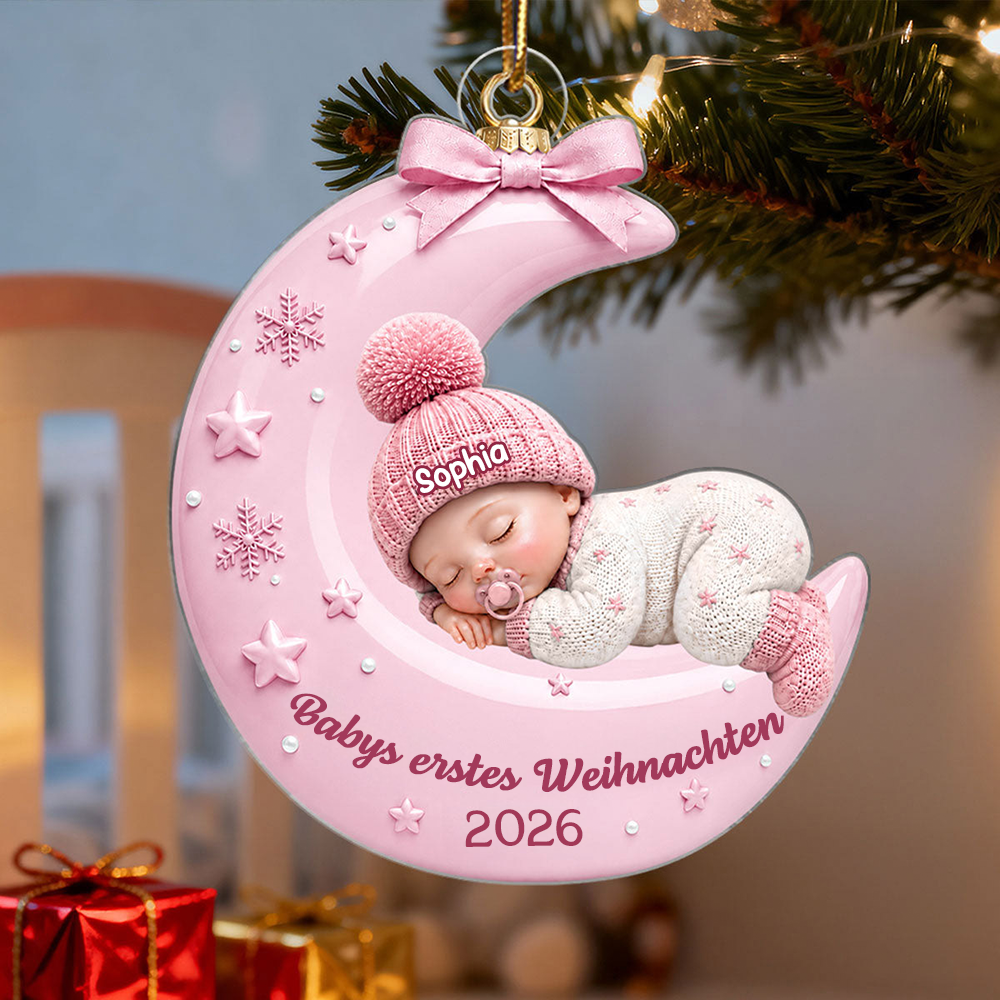 Personalisierter Acryl-Weihnachtsanhänger – Babys erstes Weihnachten mit Namen