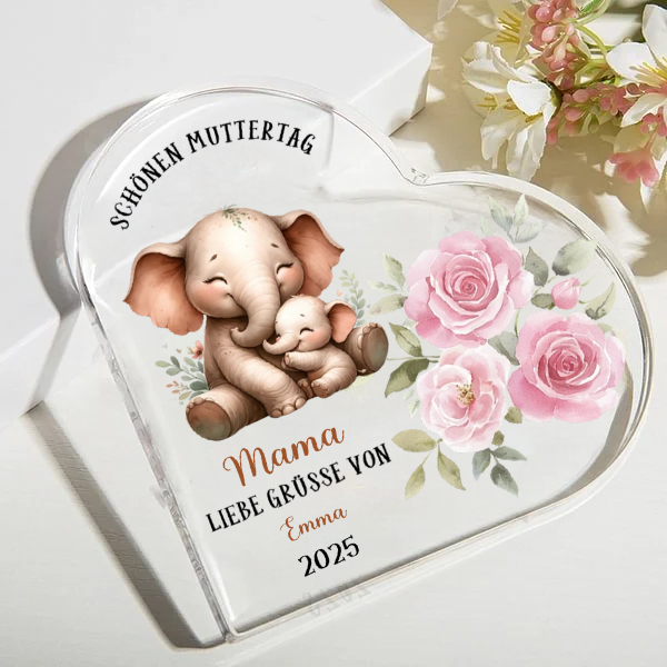 Tiermotiv-Personalisiertes Acrylherz Geschenk zum Muttertag
