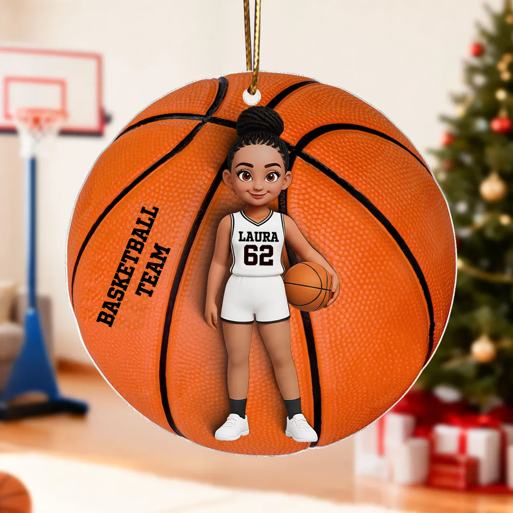 Personalisierter Acrylanhänger mit Basketballkind Geschenk für Junge und Mädchen