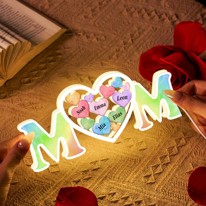 Personalisierte MOM-Lichtbox mit Namen Geschenk für Mama