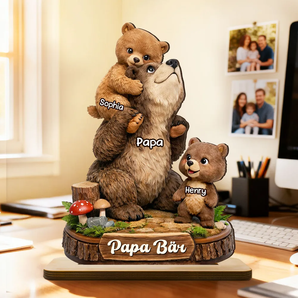 Papa Bär-Personalisierte Holztafel mit Bärenmotiv