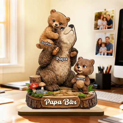 Papa Bär-Personalisierte Holztafel mit Bärenmotiv