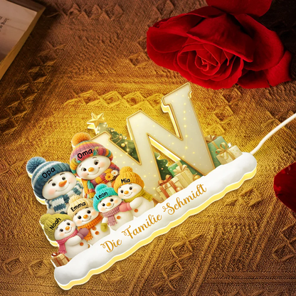 Personalisierte Schneemann-Leuchtbox mit Buchstabe Weihnachtsdekoration für Familie