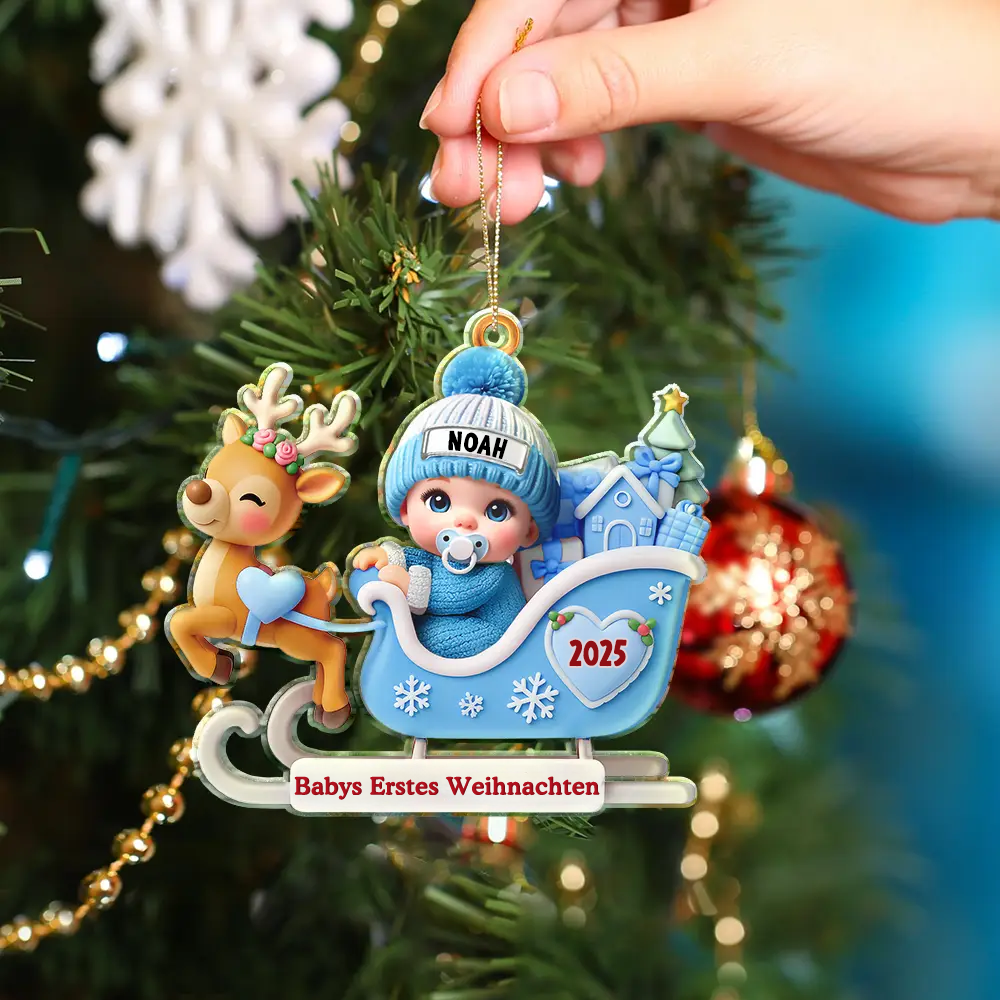 Babys Erstes Weihnachten - Personalisierter Christbaumschmuck mit Name und Jahr