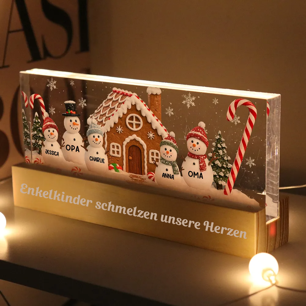 Personalisiertes LED-Nachtlicht mit Schneemannfamilie Weihnachtsgeschenk für Familie