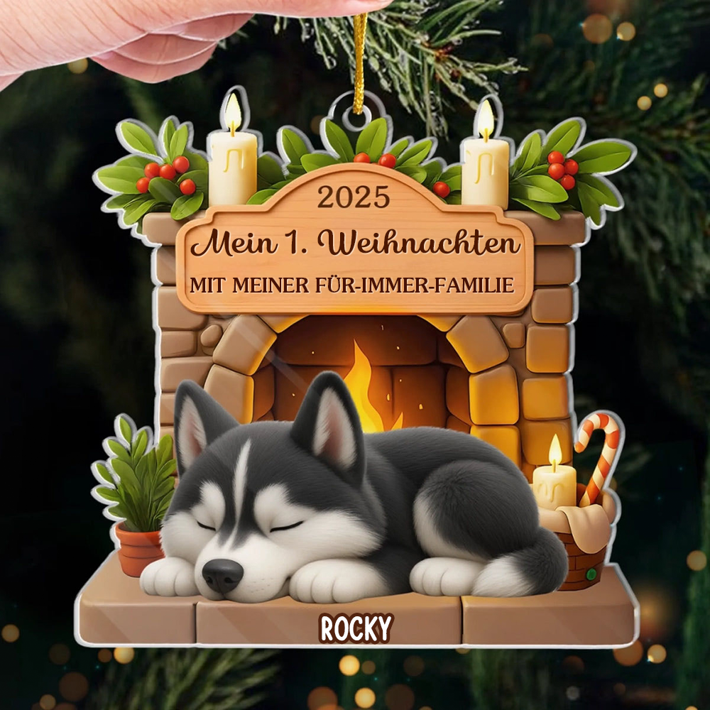 Mein Erstes Weihnachten-Personalisierter Acrylanhänger mit Hund Christbaumschmuck für Hunde