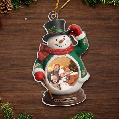 Personalisierter Christbaumschmuck mit Foto-Acryl-Foto-Ornament mit Schneemann