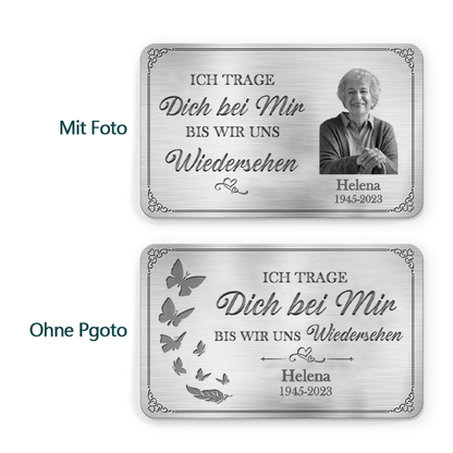 Personalisierte Brieftasche-Karte mit Foto zur Trauer