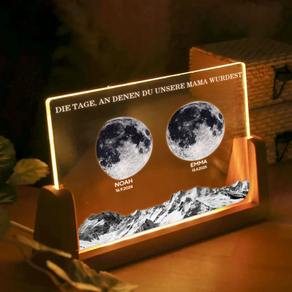 Mondphasen-Personalisierte LED Nachtlicht mit U-Sockel Geschenk für Mama