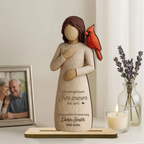 Frau und Rotkardinal-Personalisierter Holzaufsteller Trauergeschenk