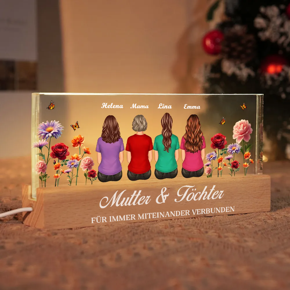 Personalisiertes LED-Nachtlicht mit Geburtsblumen Geschenke für Familie