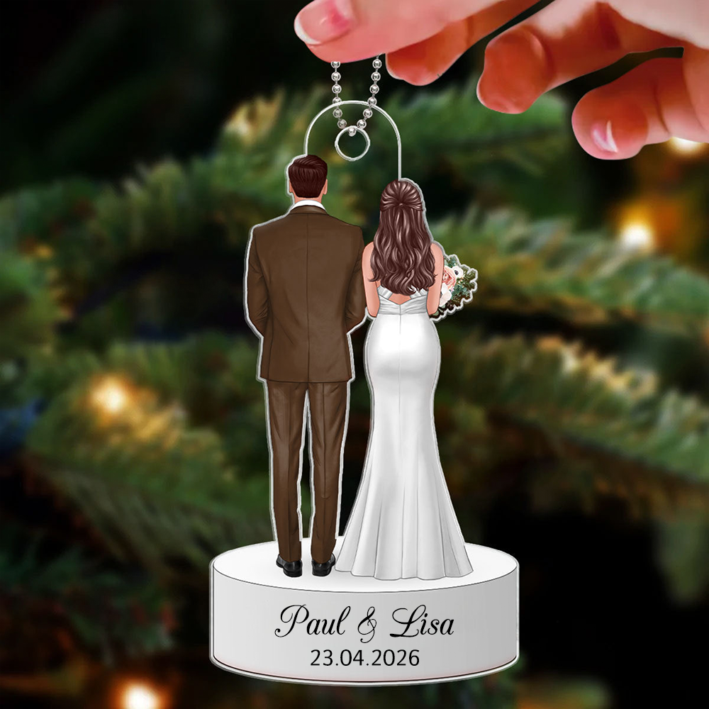 Hochzeitspaar-Personalisierter Acrylanhänger mit Figuren und Text Geschenk zum Jahrestag