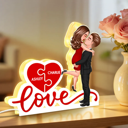 LOVE - Personalisierte LED-Lichtbox mit Paar und Namen Geschenk für Paar / LGBT-Paar