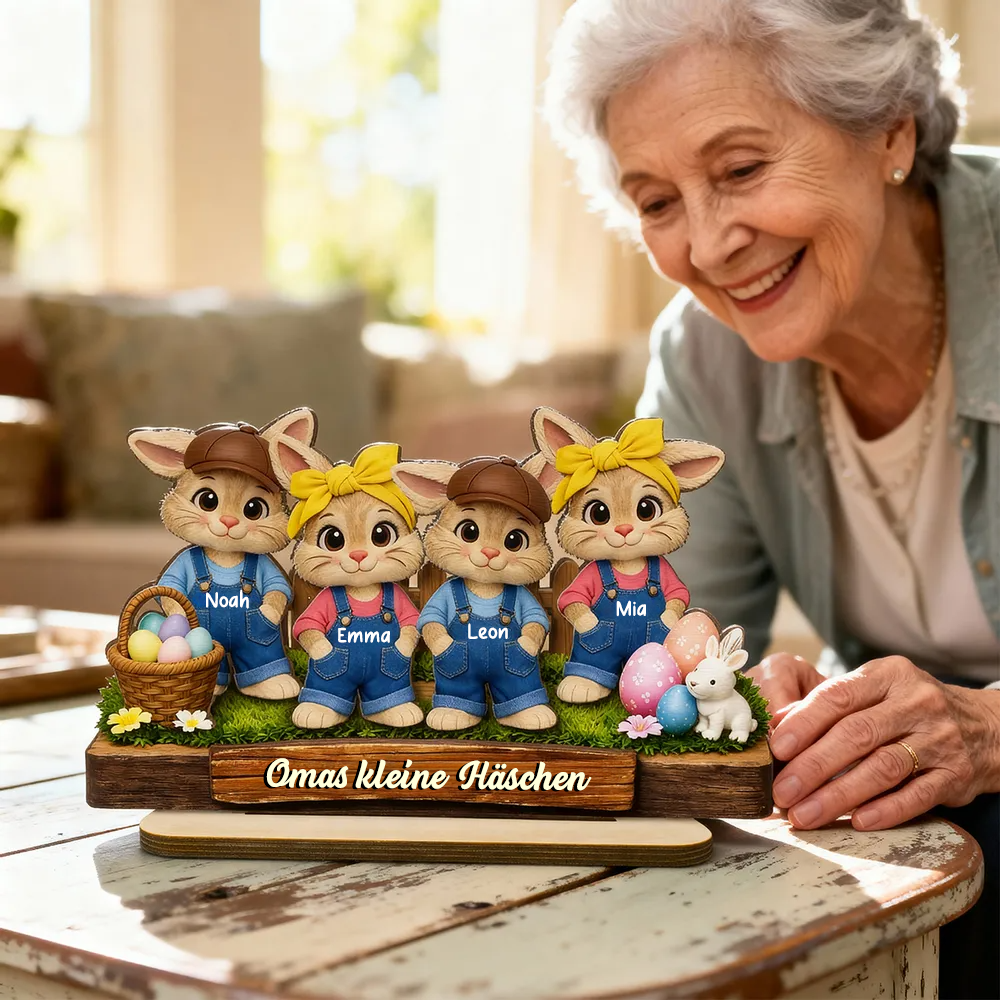 Osterhasen für Oma Personalisierte Holztafel mit Häschen