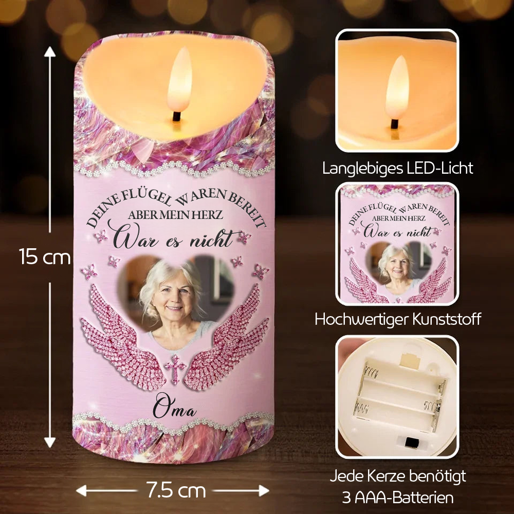 Personalisierte LED-Kerze mit Farbdruck Trauerkerze