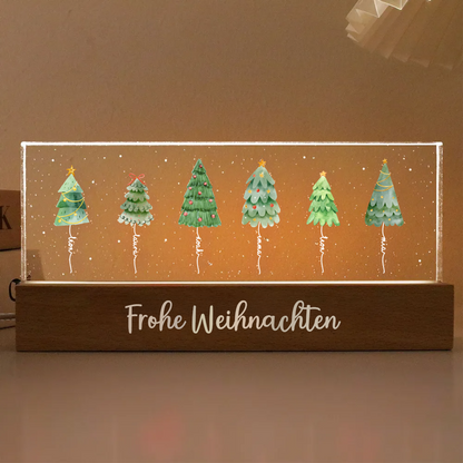 Personalisiertes LED-Nachtlicht mit Tannenbäumen und Namen Weihnachtsgeschenk für Familie