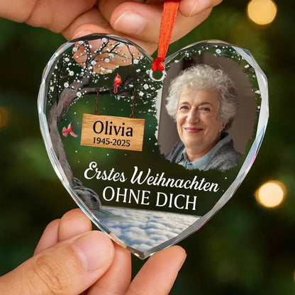 Erstes Weihnachten ohne dich - Glasornament mit Foto Personalisierter Christbaumanhänger