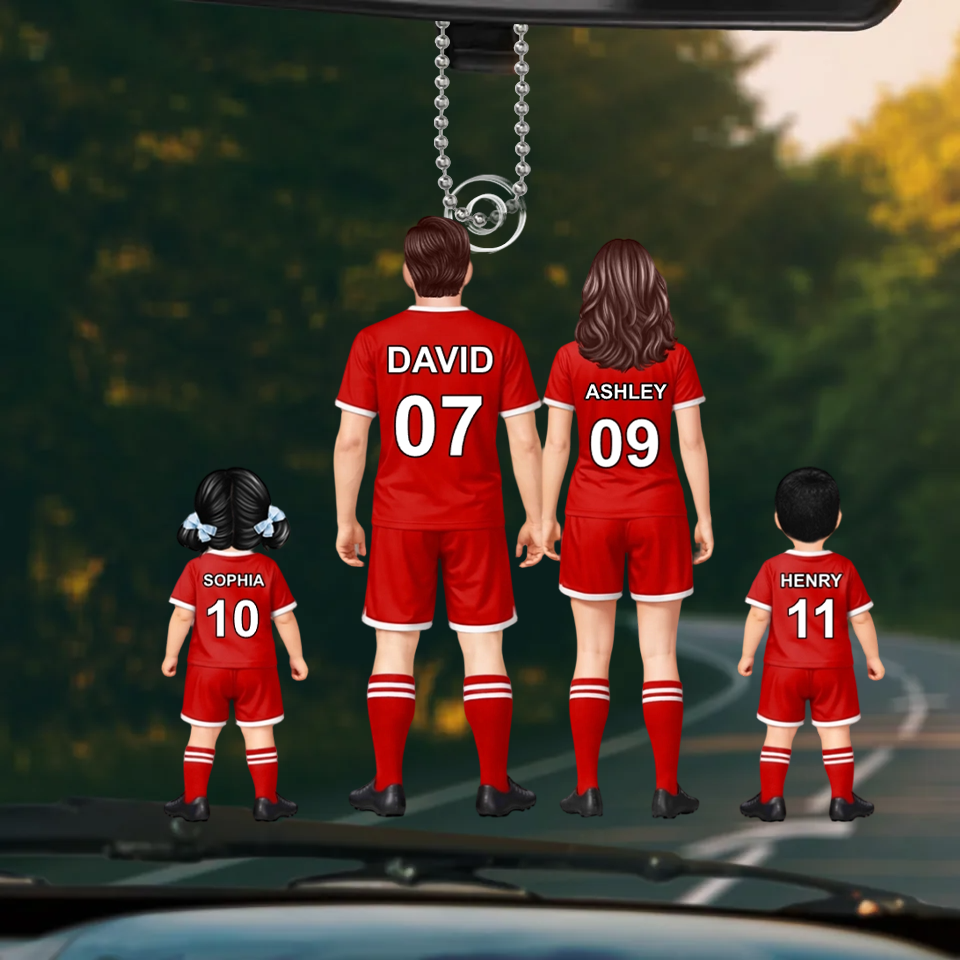 Personalisierter Acrylanhänger mit Fußballfamilie