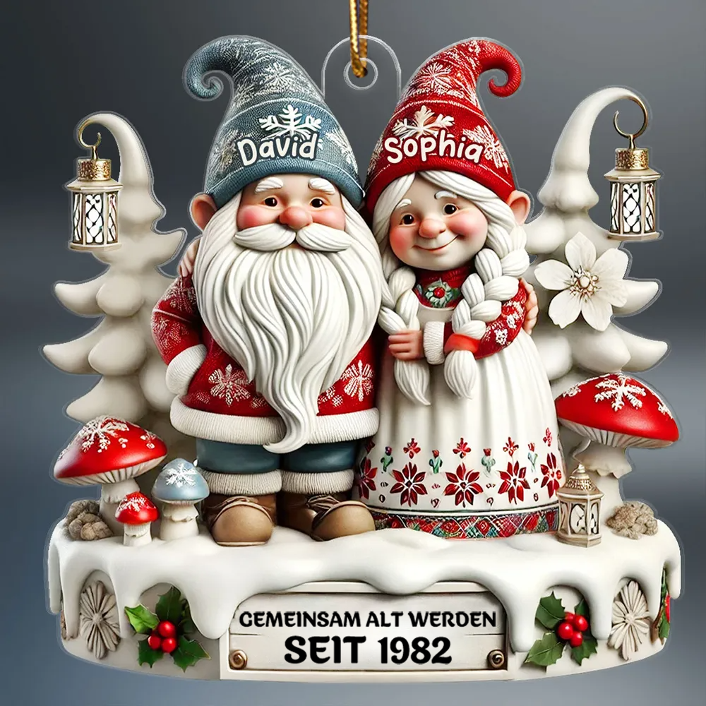 Personalisiertes Acryl-Weihnachtsornament– Wichtel-Paar