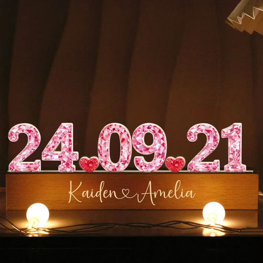 Jahrestag-Personalisierte LED-Nachtlicht mit Kristalleffekt Geschenk für Paar