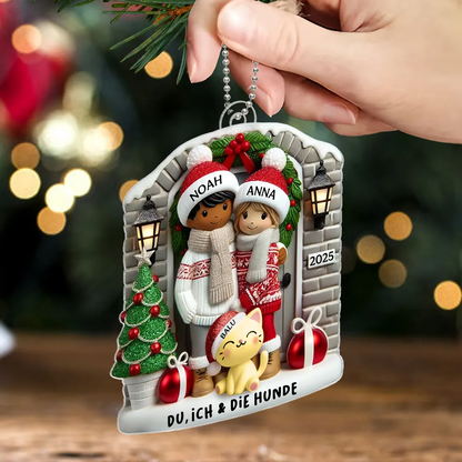 Personalisiertes Weihnachtsornament für Paar mit optionalem Haustier Hund Katze