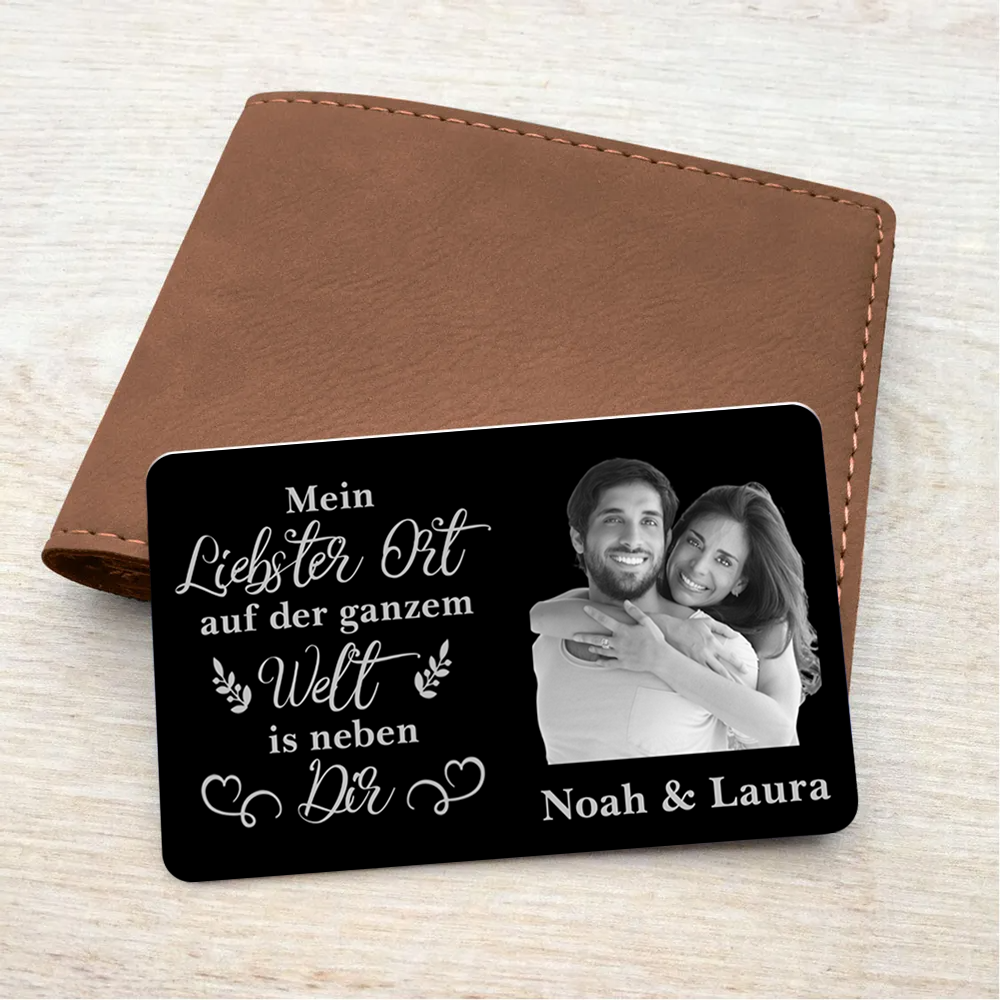 Mein Liebster Ort - Personalisierte Brieftasche-Karte mit Foto Geschenk für Paar
