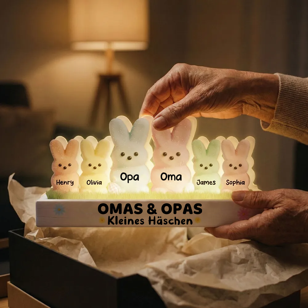 Osterhasen für Oma & Opa – Personalisierte LED-Lichtbox mit Enkel-Namen | Ostergeschenk für Großeltern