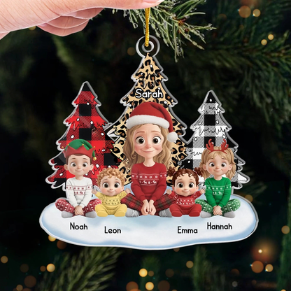 Mama/Oma mit Kinder - Personalisierter Acrylanhänger Christbaumschmuk