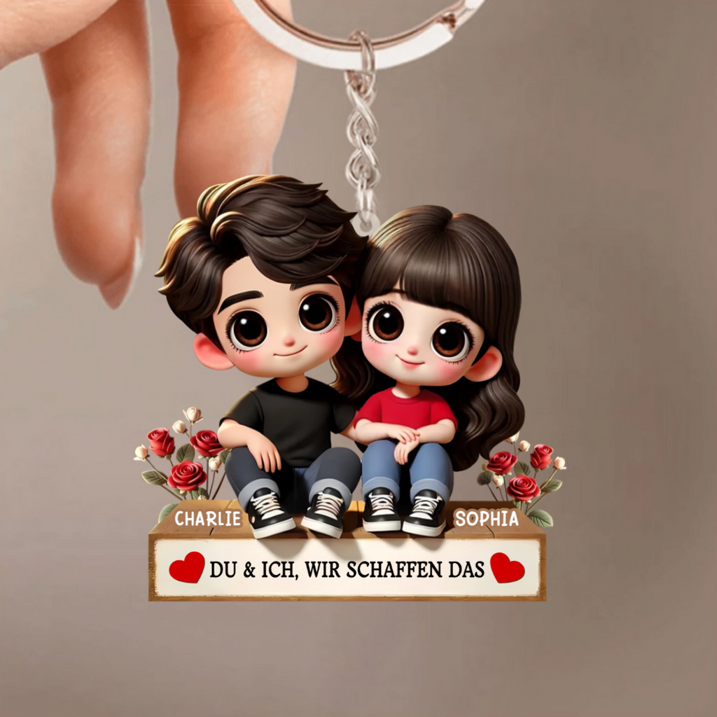 Cartoon-Bild Personalisierter Acryl-Schlüsselanhänger Geschenk für Paar