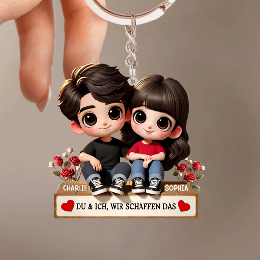 Cartoon-Bild Personalisierter Acryl-Schlüsselanhänger Geschenk für Paar