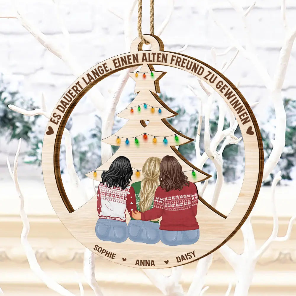Personalsierter Holzanhänger mit 2-6 Personen Christbaumschmuck Geschenk für Freunde