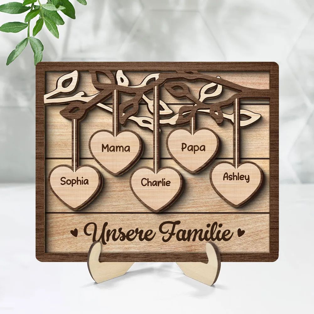 Familienbaum-Personalisierte Holztafel mit 2-13 Namen Geschenk für Familie