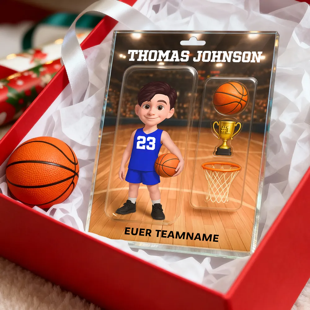 Personalisierter Acrylblock mit Basketballjunge und Basketballmädchen Geschenk für Kinder