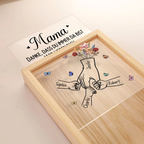 Personalisierte Holzrahmen-Lichtbox mit Hand-in-Hand und Geburtsblumen Geschenk für Mama und Papa