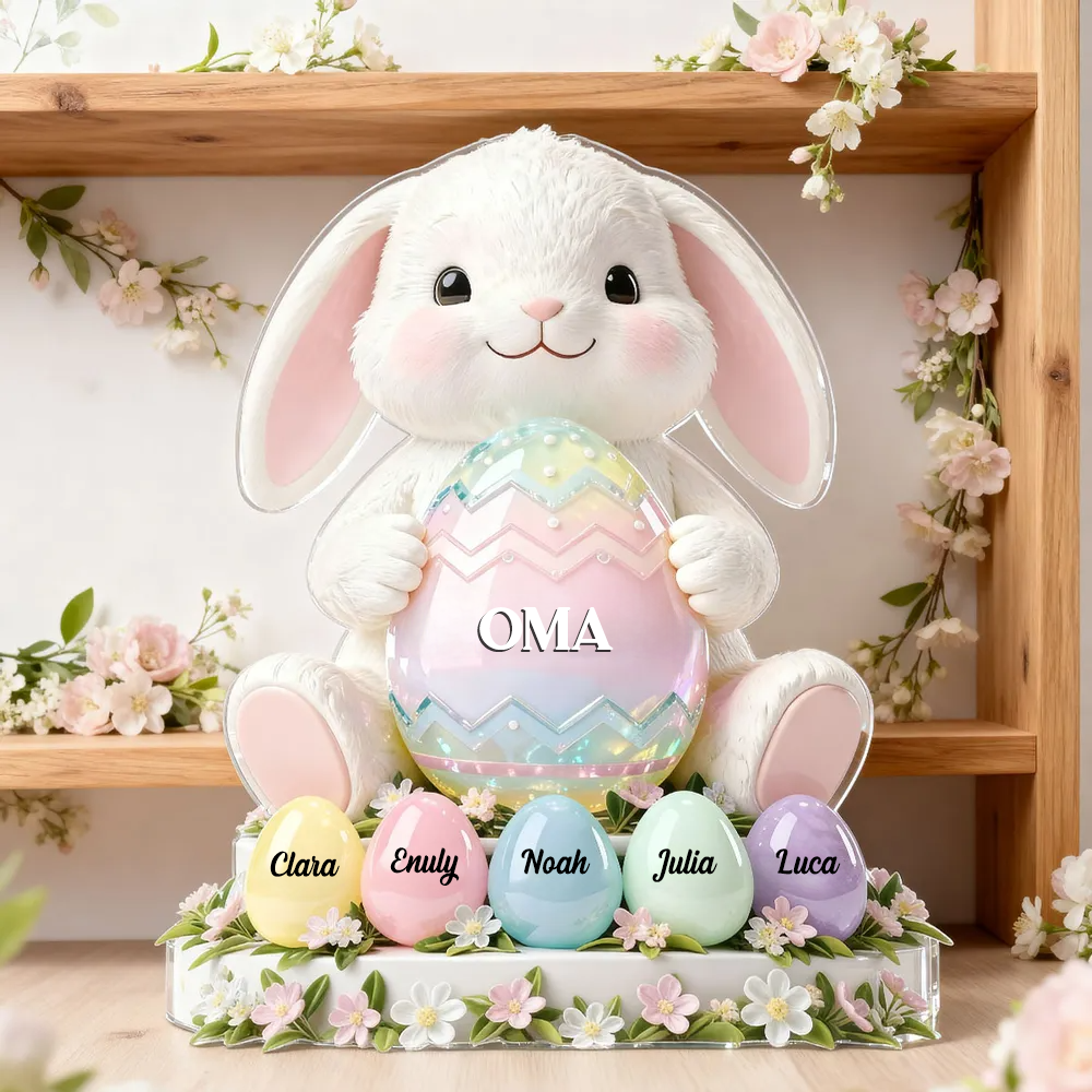 Osterhase Oma – Personalisierter Acrylblock mit Namen – Osterdeko Geschenk für Oma