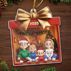 Acrylanhänger mit Familie Christbaumschmuck mit Geschenkmotiv