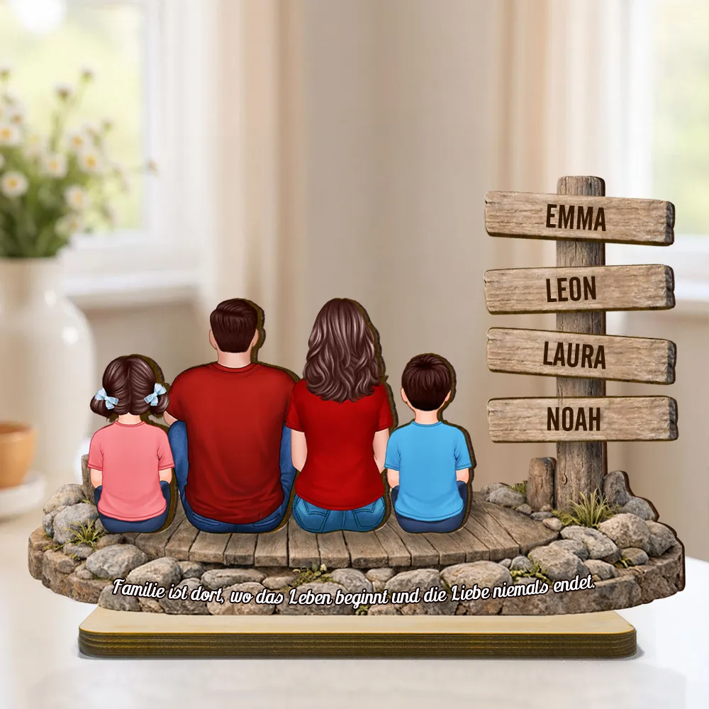 Personalisierter Holzaufsteller mit Familie und Text