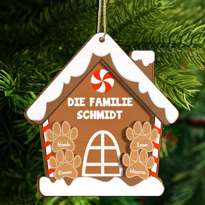 Lebkuchen-Keks-Familie – Personalisiertes 2-lagiges Holzornament Christbaumschmuck mit Namen